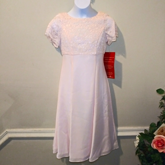 Vintage Girl's Lanz of Salzburg Pale Pink Lace & Chiffon Special Occasion Dress - Picture 15 of 15